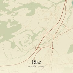 Vintage map of Riaz, Switzerland.