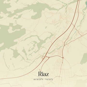 Vintage map of Riaz, Switzerland.