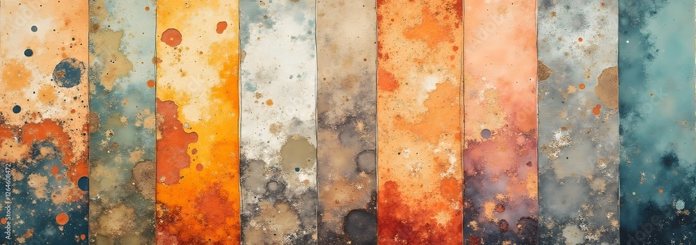 Poster colorful abstract texture with vertical grunge patterns and splatter effects