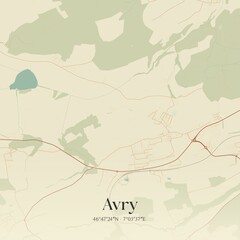 Vintage map of Avry, Switzerland.
