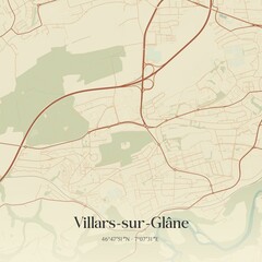 Obraz premium Vintage map of Villars-sur-Glâne, Switzerland.