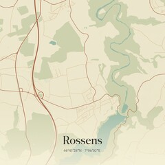 Obraz premium Vintage map of Rossens, Switzerland.