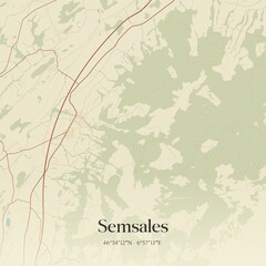 Fototapeta premium Vintage map of Semsales, Switzerland.