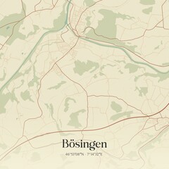 Vintage map of Bösingen, Switzerland.