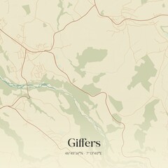 Obraz premium Vintage map of Giffers, Switzerland.