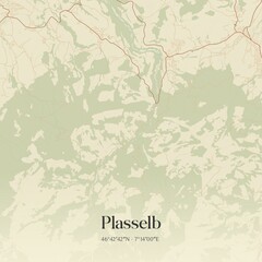 Vintage map of Plasselb, Switzerland.