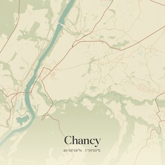 Fototapeta premium Vintage map of Chancy, Switzerland.