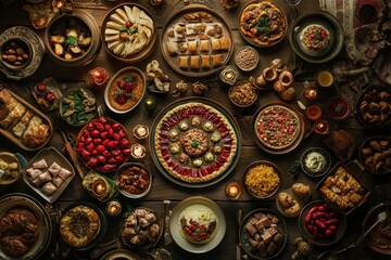 Abundant Festive Food Table Feast Delicious Dishes