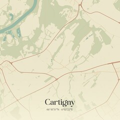 Vintage map of Cartigny, Switzerland.