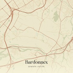 Vintage map of Bardonnex, Switzerland.
