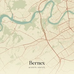 Vintage map of Bernex, Switzerland.
