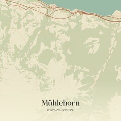 Vintage map of Mühlehorn, Switzerland.