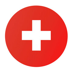 Fototapeta premium Red circle with white plus symbol,simple flat design,minimalist,PNG,transparent background.