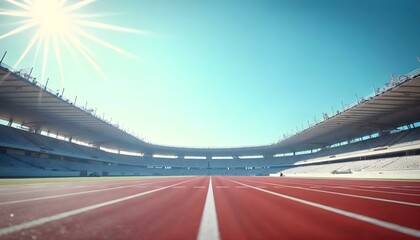 An empty athletic stadium with a running track, illustrating the potential for future sporting events and competitions