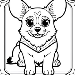 Vector illustration of a dog cute dog black and white pattern and coloring
