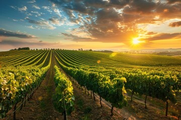 Naklejka premium Vineyard outdoors nature sunset.