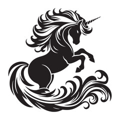 Weeping glow Unicorn silhouette symbolizing mystery and otherworldly beauty - Unicorn illustration - Unicorn vector - mythical creature silhouette
