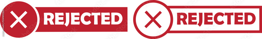 Poster rejected red stamp signs icons set. seal badge dusty grunge effect unapproved fail denied declined w