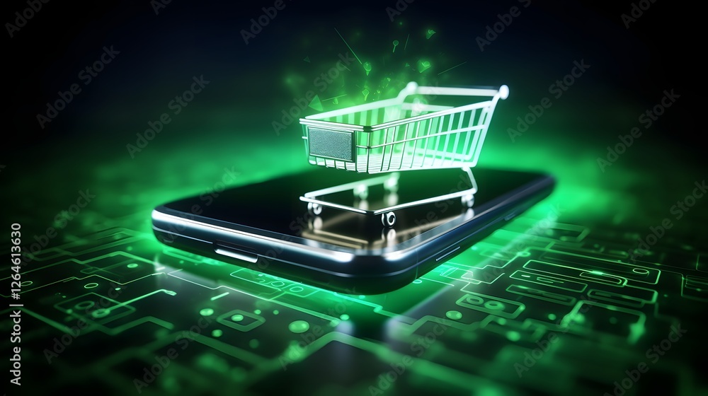 Poster closeup view of a smartphone screen displaying a full online shopping cart with a prominent checkout