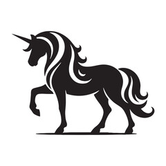 High-quality Unicorn silhouette designed for fantasy and artistic projects - Unicorn illustration - Unicorn vector - mythical creature silhouette
