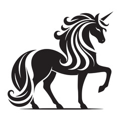 Minimalist Unicorn silhouette representing fairy tale elegance and wonder - Unicorn illustration - Unicorn vector - mythical creature silhouette
