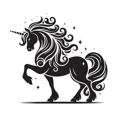 Dreamy Unicorn silhouette created for mystical and artistic designs - Unicorn illustration - Unicorn vector - mythical creature silhouette
