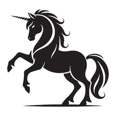 Obraz premium Elegant Unicorn silhouette designed for dreamy and magical visuals - Unicorn illustration - Unicorn vector - mythical creature silhouette 