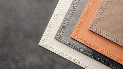 Embossed Leather Samples Displaying Various Colors and Textures