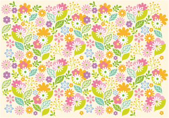 花　花柄　グラフィックパターン　イラスト　シームレス