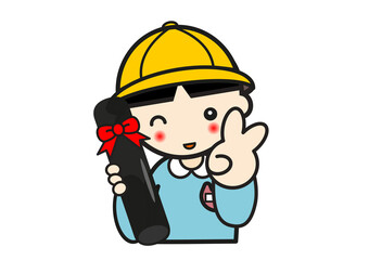 卒業証書を持つ幼稚園児の男の子