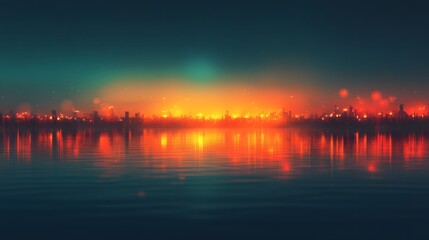 Cityscape reflection at sunset creates a tranquil and mesmerizing scene