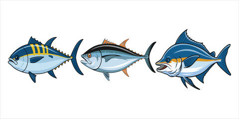 Fish vector illustration set isolated on white background