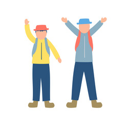 ハイキングをする夫婦のイラスト