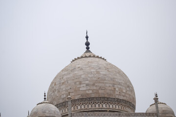 Amazing view of Taj Mahal which is among seven world wonders. Famous Indian Islamic heritage at cloudy day, Taj Mahal located at south bank of the Yamuna River