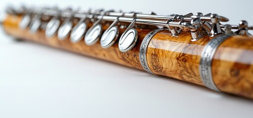 Naklejka premium Exquisite Wooden Flute: A Masterpiece of Craftsmanship