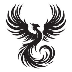 Eternal Phoenix silhouette emphasizing immortality and mythology - Phoenix illustration - Phoenix vector - mythical creature silhouette
