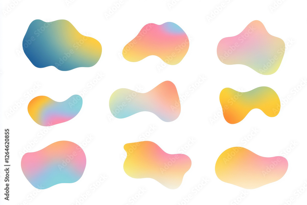 Canvas Prints colorful abstract gradient shapes arranged on a clean white background