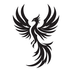 Enchanting Phoenix silhouette crafted for mythological artwork - Phoenix illustration - Phoenix vector - mythical creature silhouette

