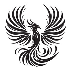 Obraz premium Minimalist Phoenix silhouette for clean and powerful designs - Phoenix illustration - Phoenix vector - mythical creature silhouette 