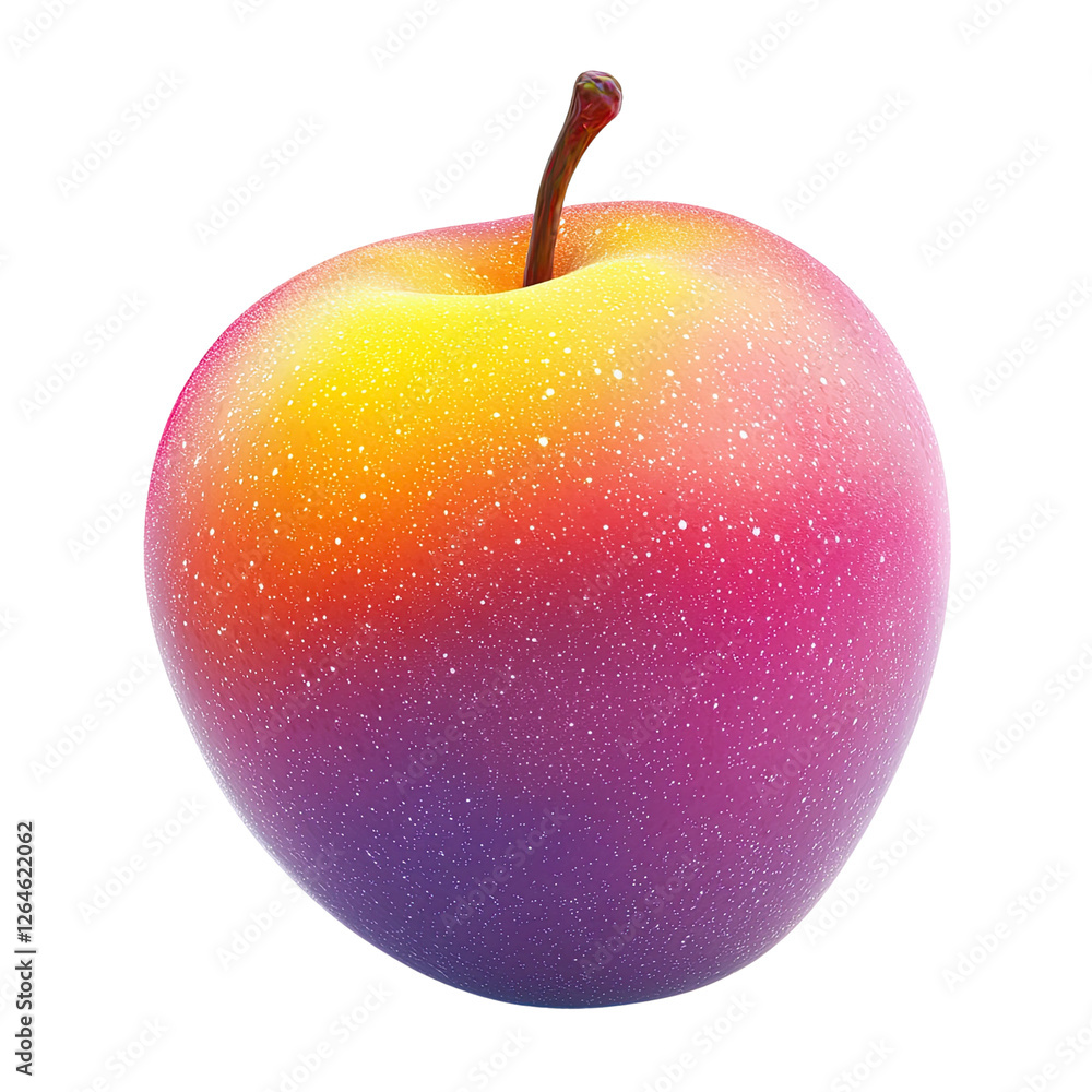 Poster bright and colorful abstract apple with gradient shading on white background for creative visuals an