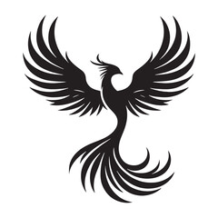 Burning Phoenix silhouette perfect for ancient mythology themes - Phoenix illustration - Phoenix vector - mythical creature silhouette
