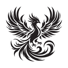 Obraz premium Elegant Phoenix silhouette designed for mythology lovers - Phoenix illustration - Phoenix vector - mythical creature silhouette 