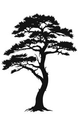 Obraz premium A pine tree silhouette drawing stencil.