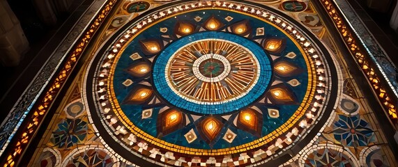 Intricate mosaics on the floor of an ancient cathedral showcasing colorful patterns that tell stories of history and craft