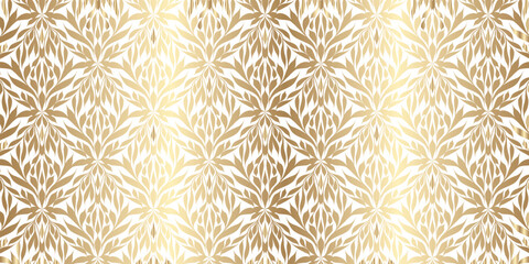 Shimmering Metallic Art Nouveau Inspired Leaf Motif Background