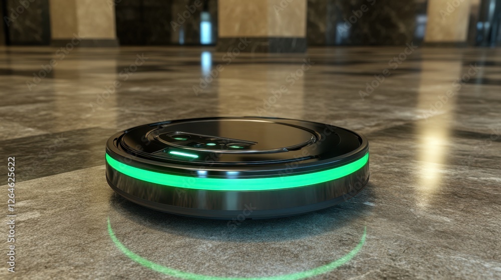 Aufkleber a high-tech robot mop cleaning a smooth tiled floor automatically.