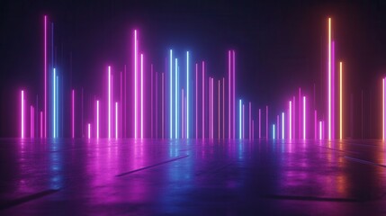 Neon Financial Graph on Dark Background, a modern representation of financial data illuminated with vibrant neon effects for impactful visualization