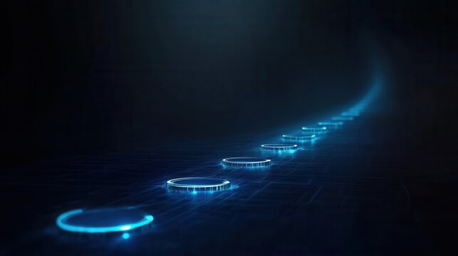 Digital progress timeline, sleek design, glowing markers, business milestones, modern interface, dynamic visualization, professional presentation