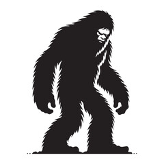 Weeping storm Yeti silhouette representing ancient myths and creatures - Yeti illustration - Yeti vector - mythical creature silhouette
