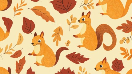 96.Squirrel Pattern Seamless